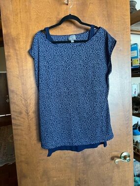 EGO Navy Leopard-Print Layered Tank